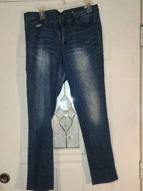 Kardashian Kollection Medium Dark Blue Straight-Leg Jeans